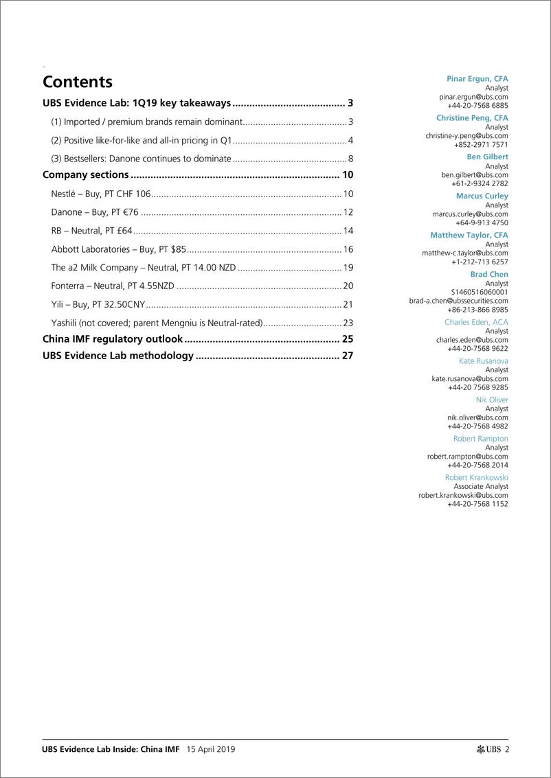 《瑞银-中国-食品行业-2019年Q1中国婴儿配方奶粉行业更新：最新的定价和股票趋势-2019.4.15-35页》 - 第3页预览图