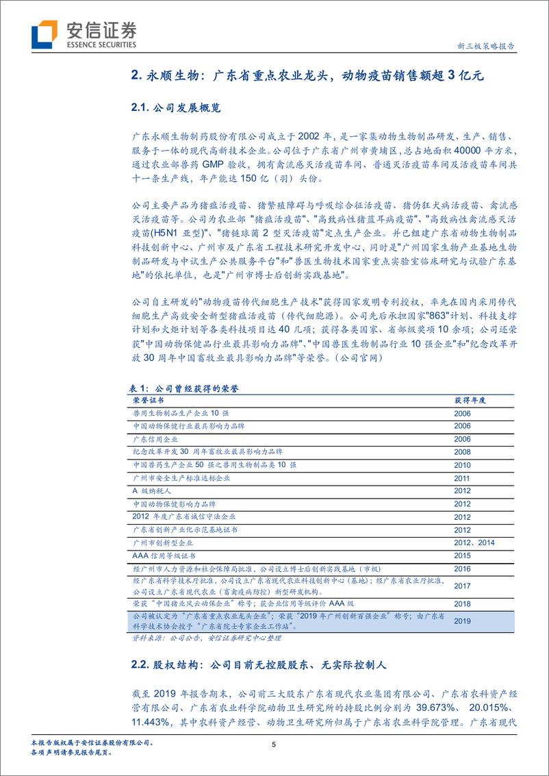 《精选层申报公司巡礼系列：永顺生物，广东省重点农业龙头，有望成为精选层首家动物疫苗企业-20200510-安信证券-28页》 - 第6页预览图