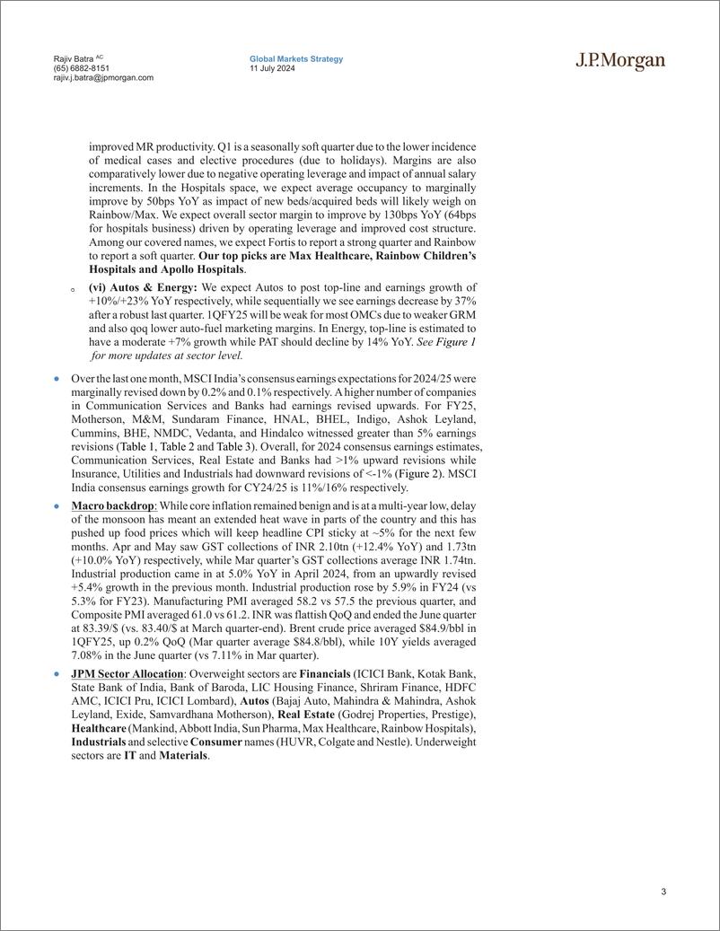 《JPMorgan-India Equity Strategy 1QFY25 Earnings Preview-109148942》 - 第3页预览图