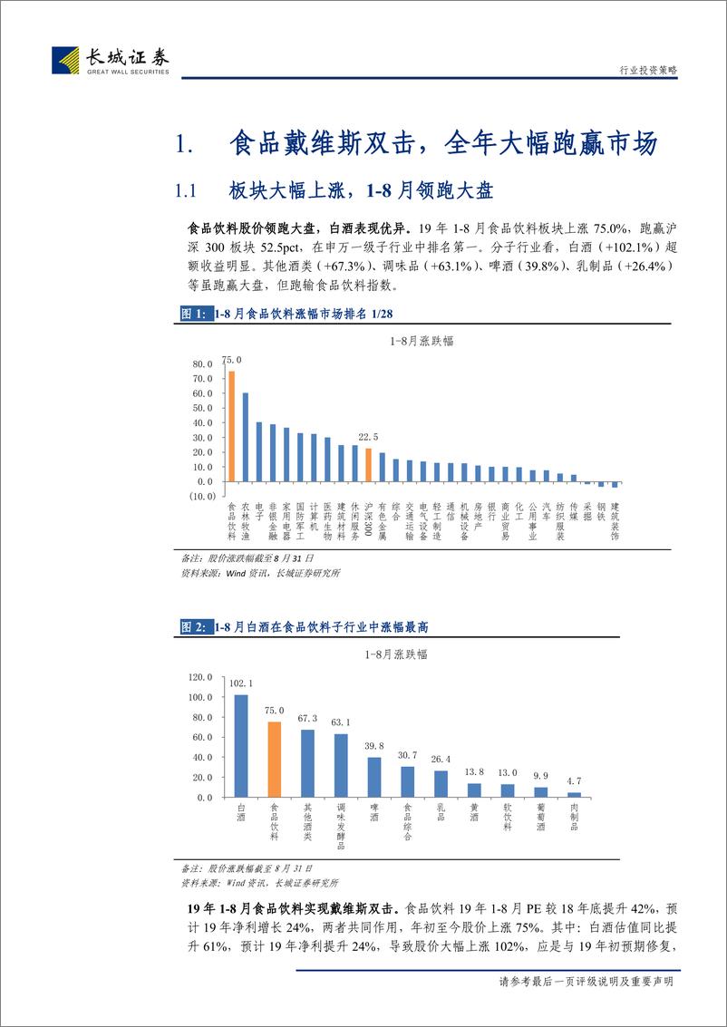 《食品饮料行业2019中报综述：白酒潋滟晴方好，大众品分化有喜忧-20190902-长城证券-35页》 - 第7页预览图