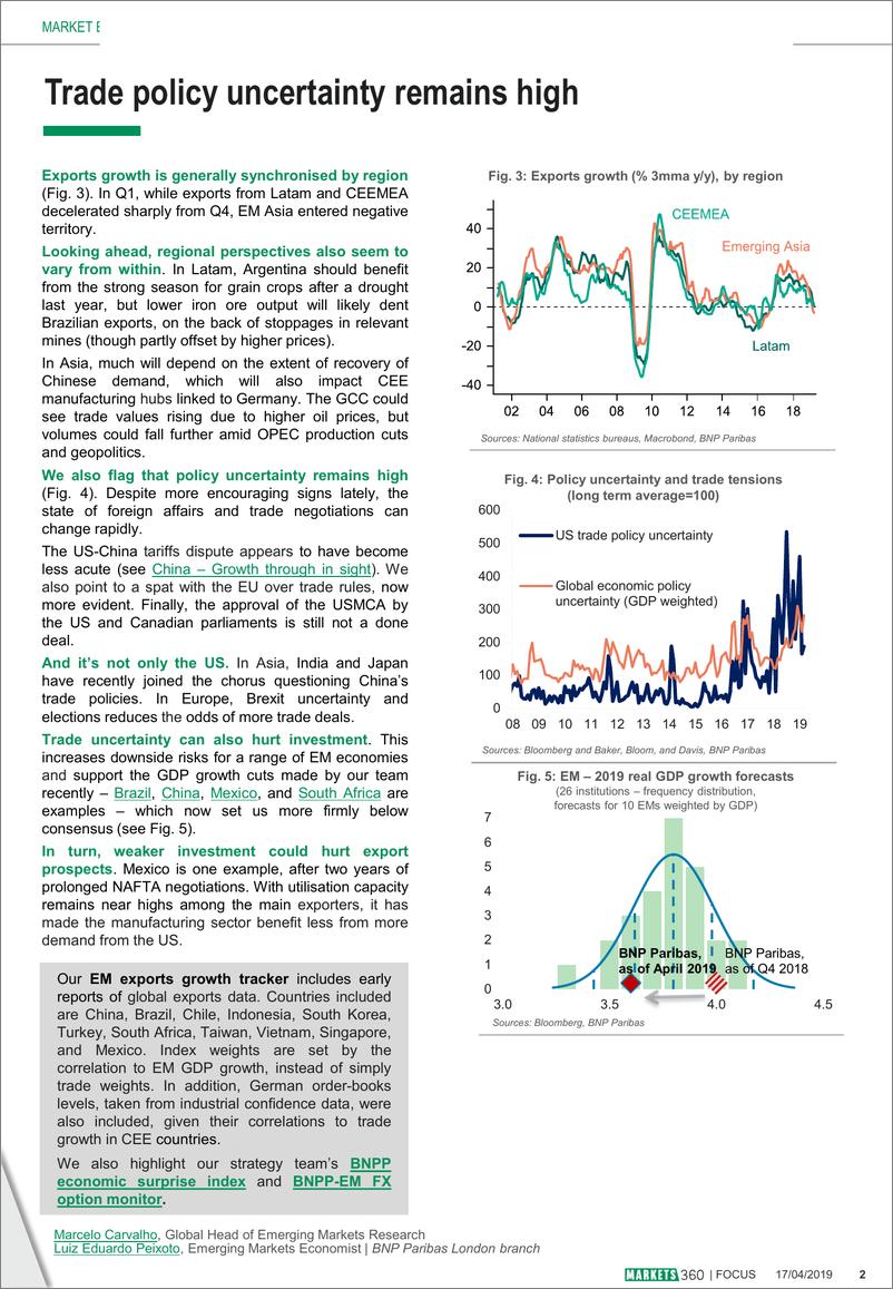 《巴黎银行-新兴市场-宏观策略-新兴市场贸易追踪：第一季度出口疲软预示着GDP增长疲软-20190417-8页》 - 第3页预览图