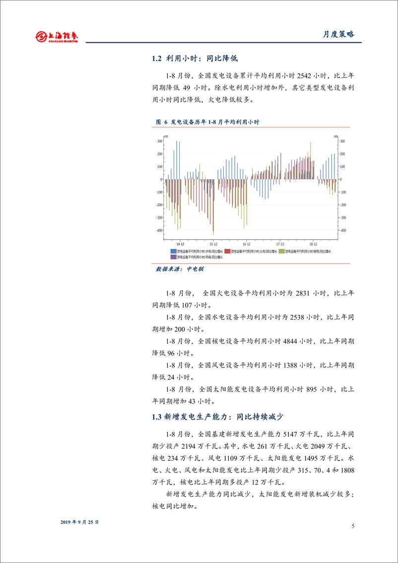 《2019年10月电力行业月报：加强电力中长期交易监管-20190925-上海证券-11页》 - 第6页预览图
