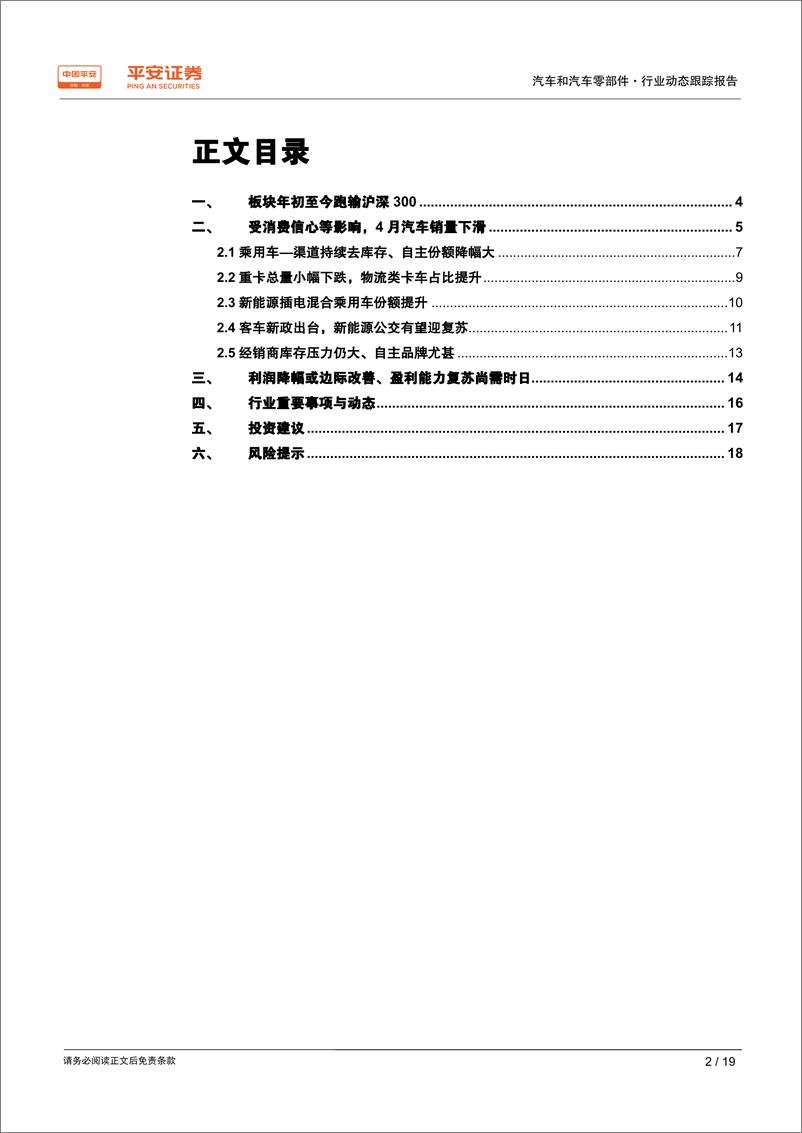 《汽车和汽车零部件行业动态跟踪报告：消费观望情绪浓、下半年有望复苏，品牌洗牌加剧-20190520-平安证券-19页》 - 第3页预览图