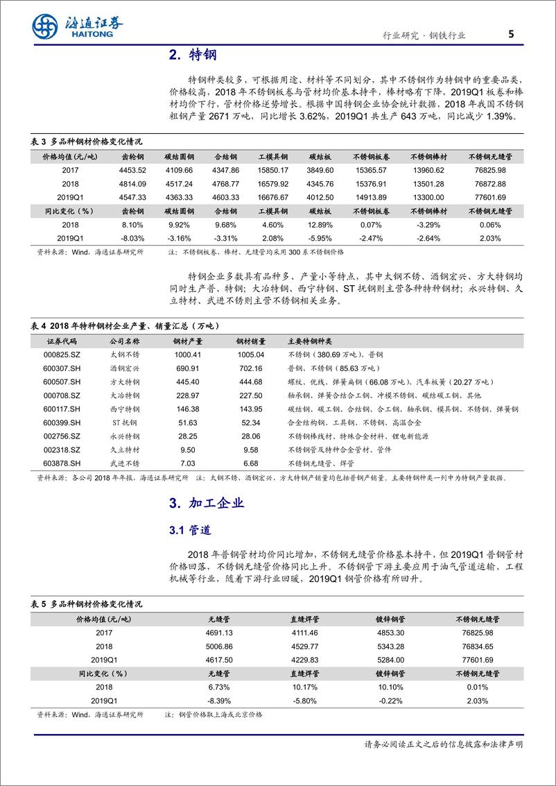 《钢铁行业：2019年钢铁板块企业数据梳理-20190523-海通证券-11页》 - 第5页预览图