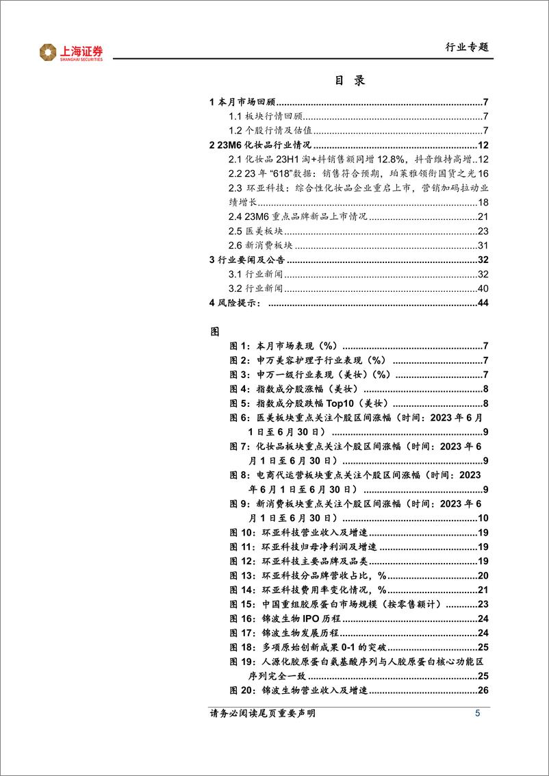 《美容护理行业6月月报&7月投资策略：关注Q2业绩预期与美护原料公司进展-20230707-上海证券-45页》 - 第6页预览图