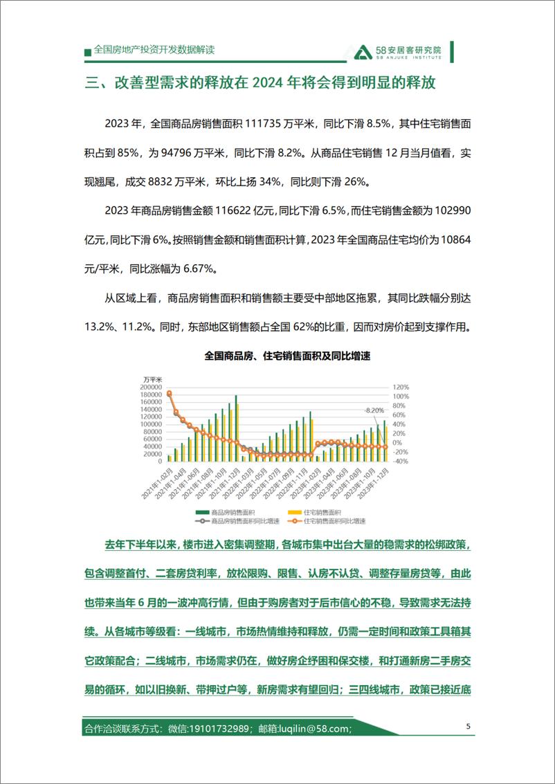 《58安居客研究院：2023年1-12月房地产开发运行情况解读报告》 - 第5页预览图