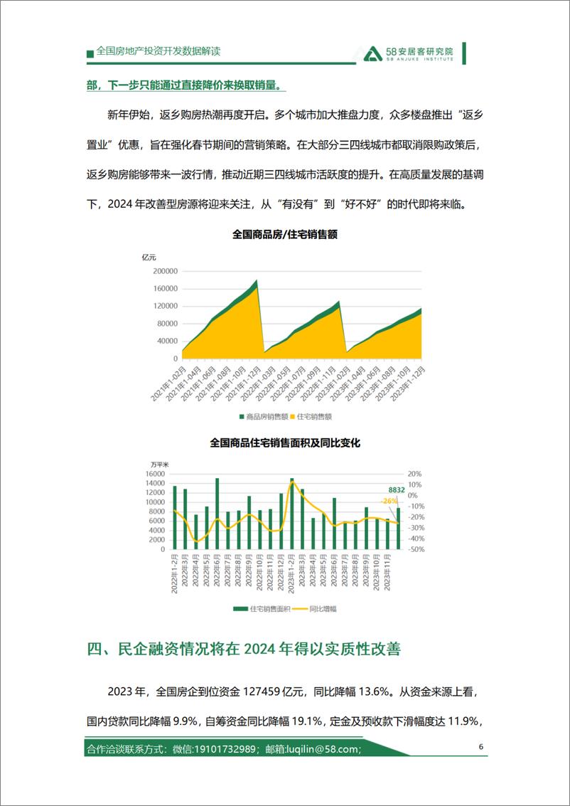 《58安居客研究院：2023年1-12月房地产开发运行情况解读报告》 - 第6页预览图