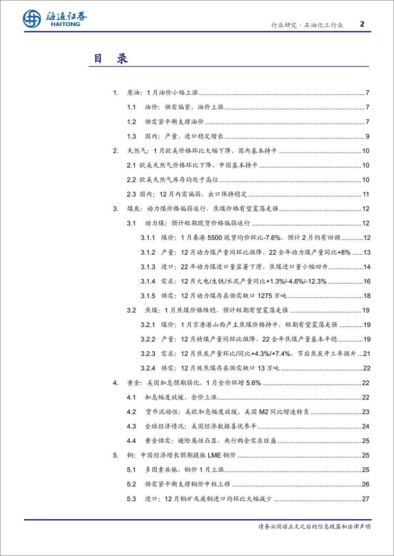 《石油化工行业专题报告：大宗商品月报（2023年第1期）-20230208-海通证券-32页》 - 第3页预览图