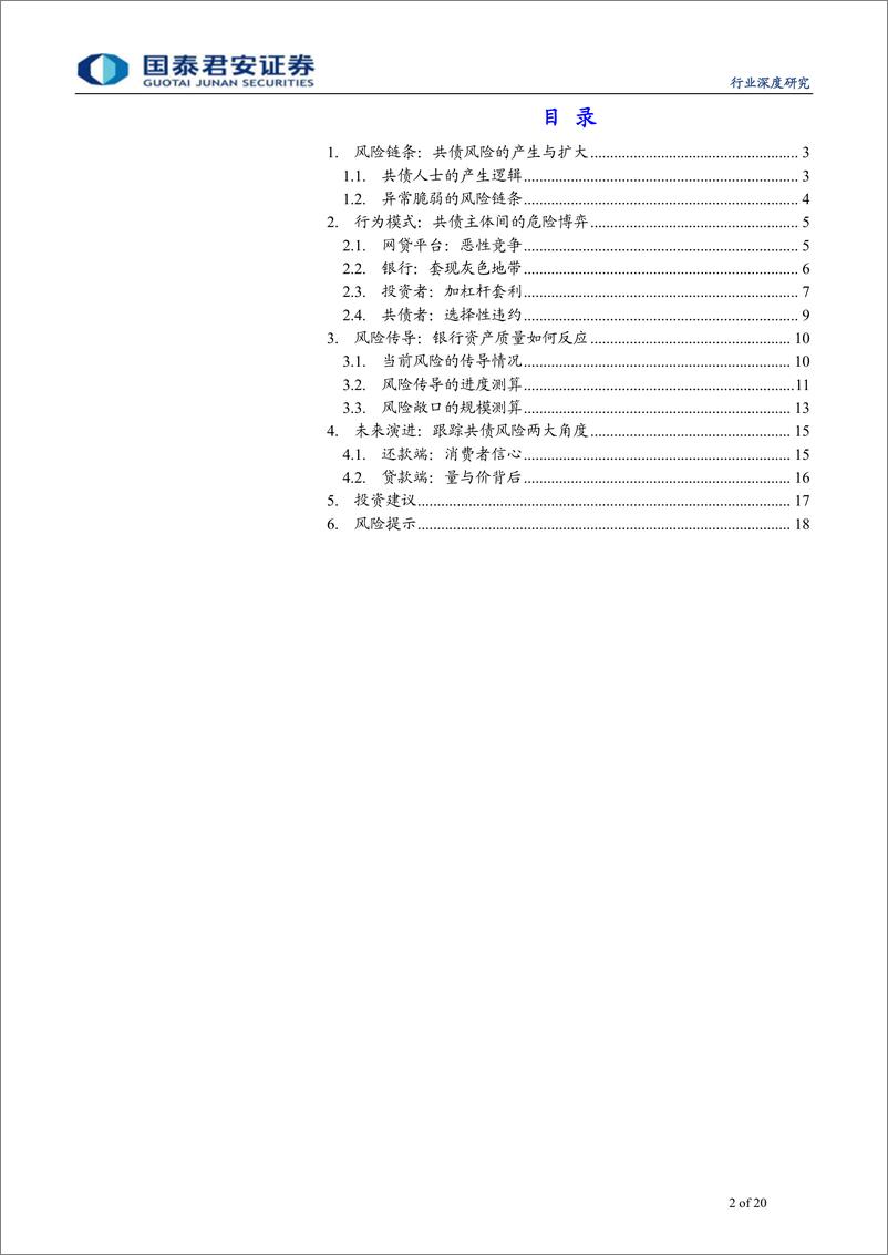 《商业银行行业：共债风险，原理、传导与影响-20190110-国泰君安-20页》 - 第3页预览图