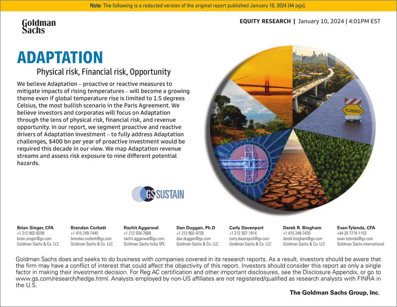 《2024年气候适应投资：物理风险、财务风险及机遇分析报告（英文版）-高盛》 - 第1页预览图