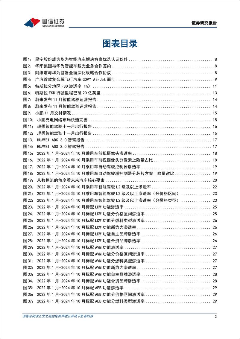 《汽车行业智能化月报系列(十九)：华为举行首批智能车载光认证合作伙伴签约仪式，佑驾创新冲刺港股IPO-241224-国信证券-64页》 - 第3页预览图