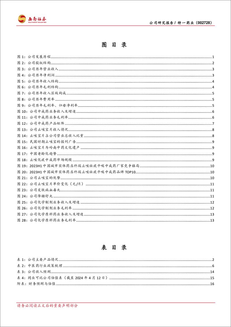 《特一药业-002728.SZ-渠道和新品双管齐下，品牌中药龙头正复兴-20240415-西南证券-22页》 - 第3页预览图