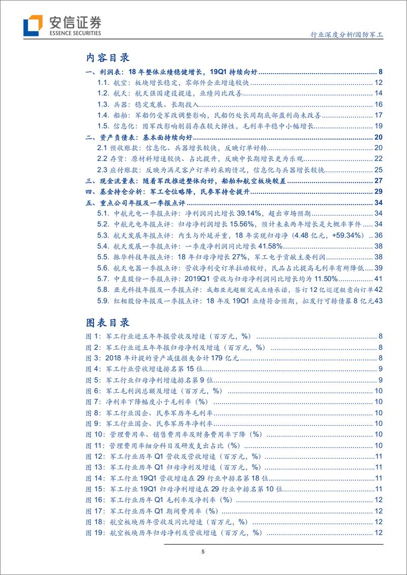 《国防军工行业：2018年军工年报及2019年一季报深度综述-20190507-安信证券-47页》 - 第6页预览图