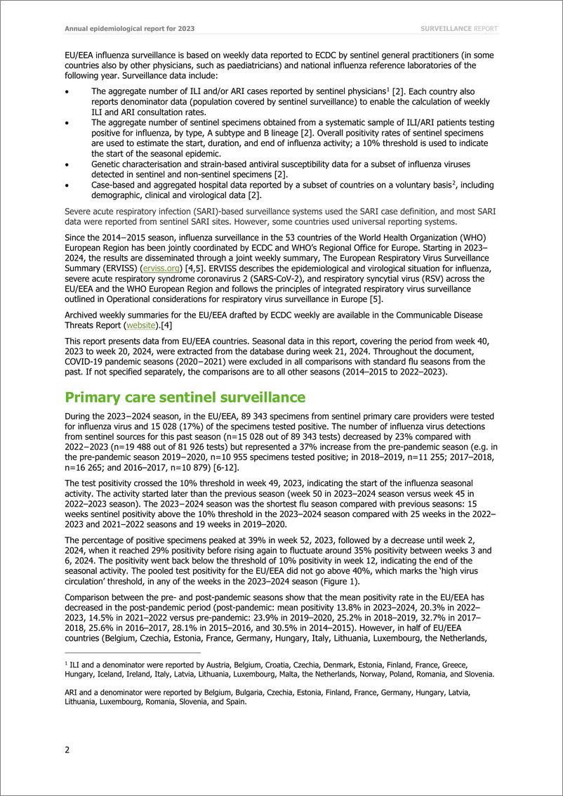 《欧洲疾控中心-季节性流感-2023-2024年度流行病学报告（英）-12页》 - 第2页预览图