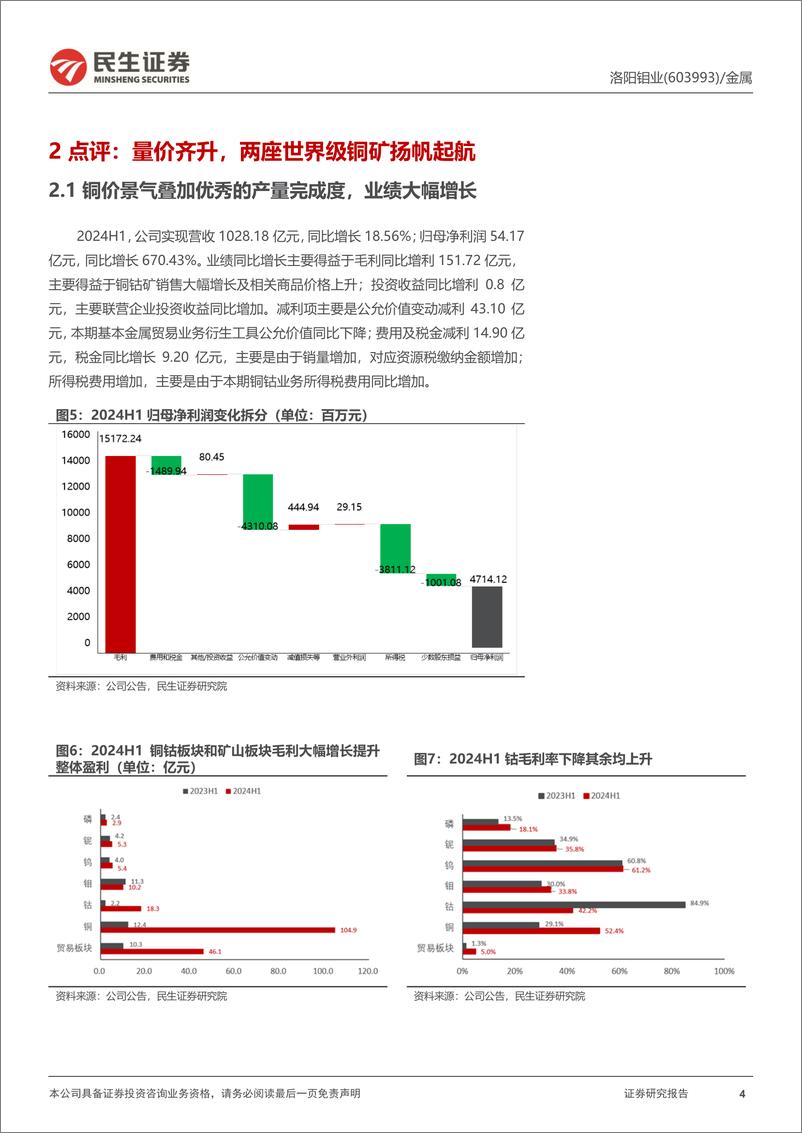 《洛阳钼业(603993)2024年半年报深度点评：业绩历史最佳，“双子星”放光芒-240826-民生证券-18页》 - 第4页预览图