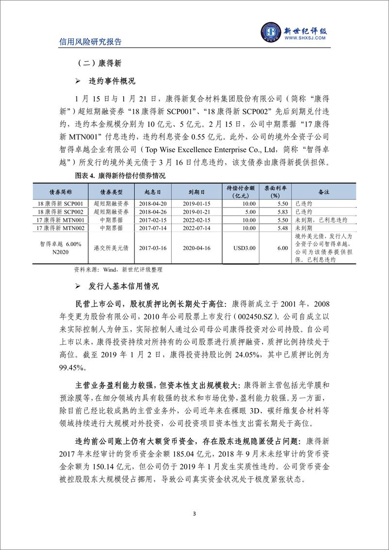 《新世纪评级-债券市场违约与信用风险事件报告（2019年1~2月）-2019.4-10页》 - 第4页预览图