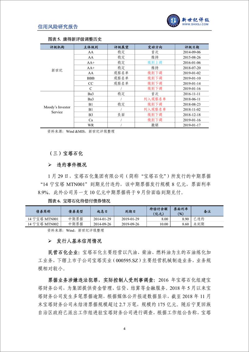 《新世纪评级-债券市场违约与信用风险事件报告（2019年1~2月）-2019.4-10页》 - 第5页预览图