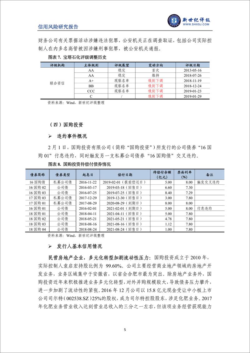 《新世纪评级-债券市场违约与信用风险事件报告（2019年1~2月）-2019.4-10页》 - 第6页预览图