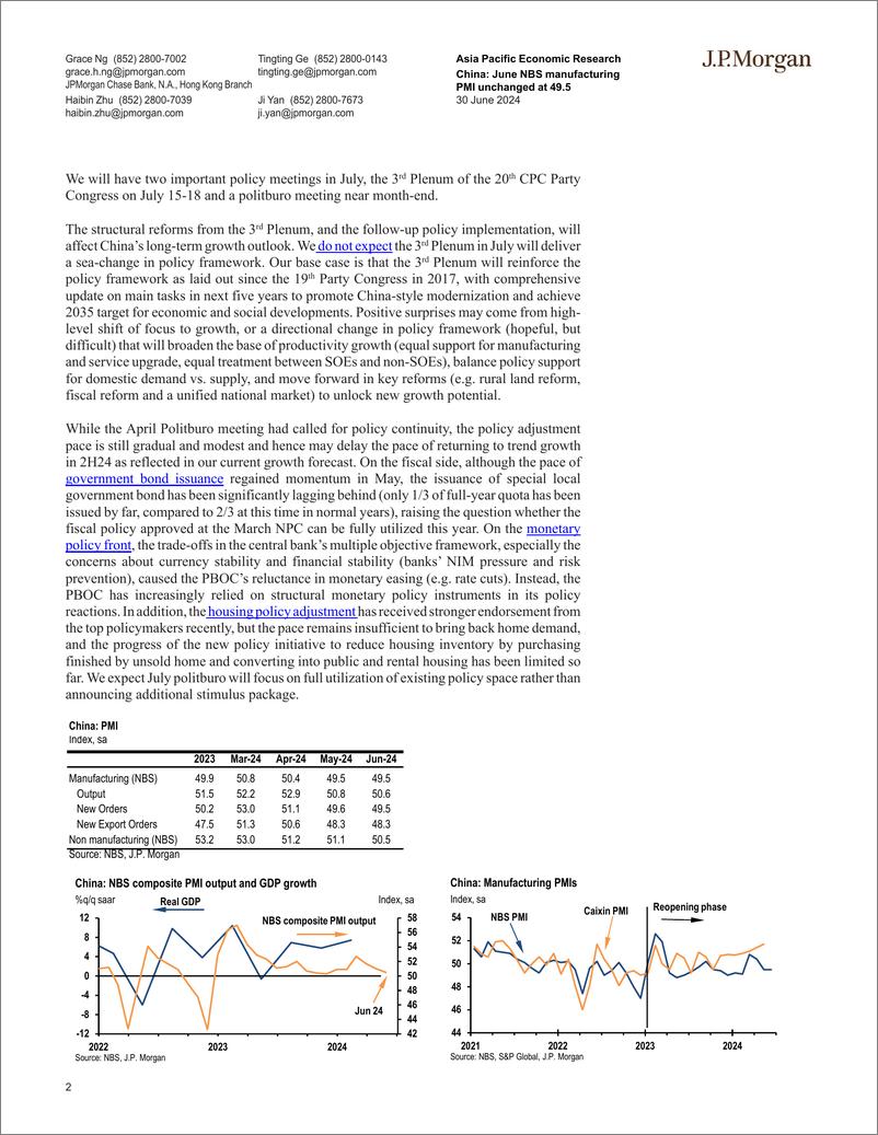 《JPMorgan Econ  FI-China June NBS manufacturing PMI unchanged at 49.5-108925674》 - 第2页预览图