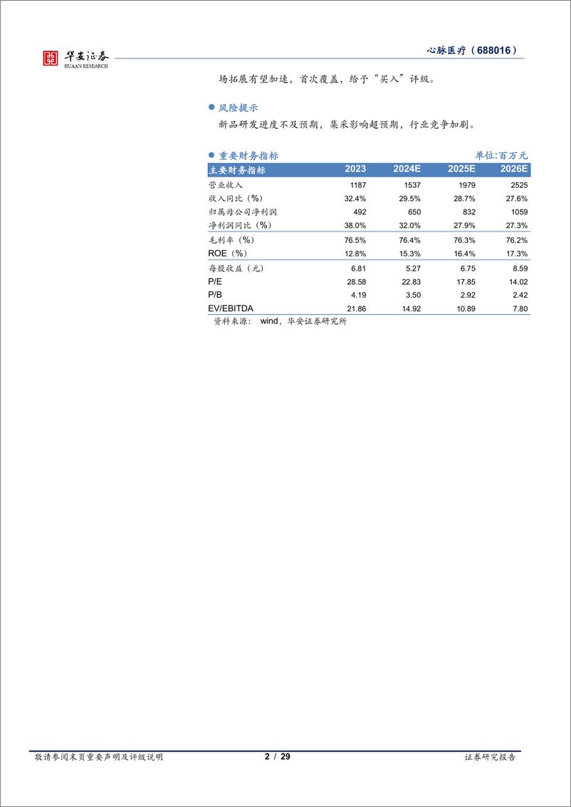 《心脉医疗-688016.SH-血管介入领军企业，创新驱动，前景广阔-20240517-华安证券-29页》 - 第2页预览图