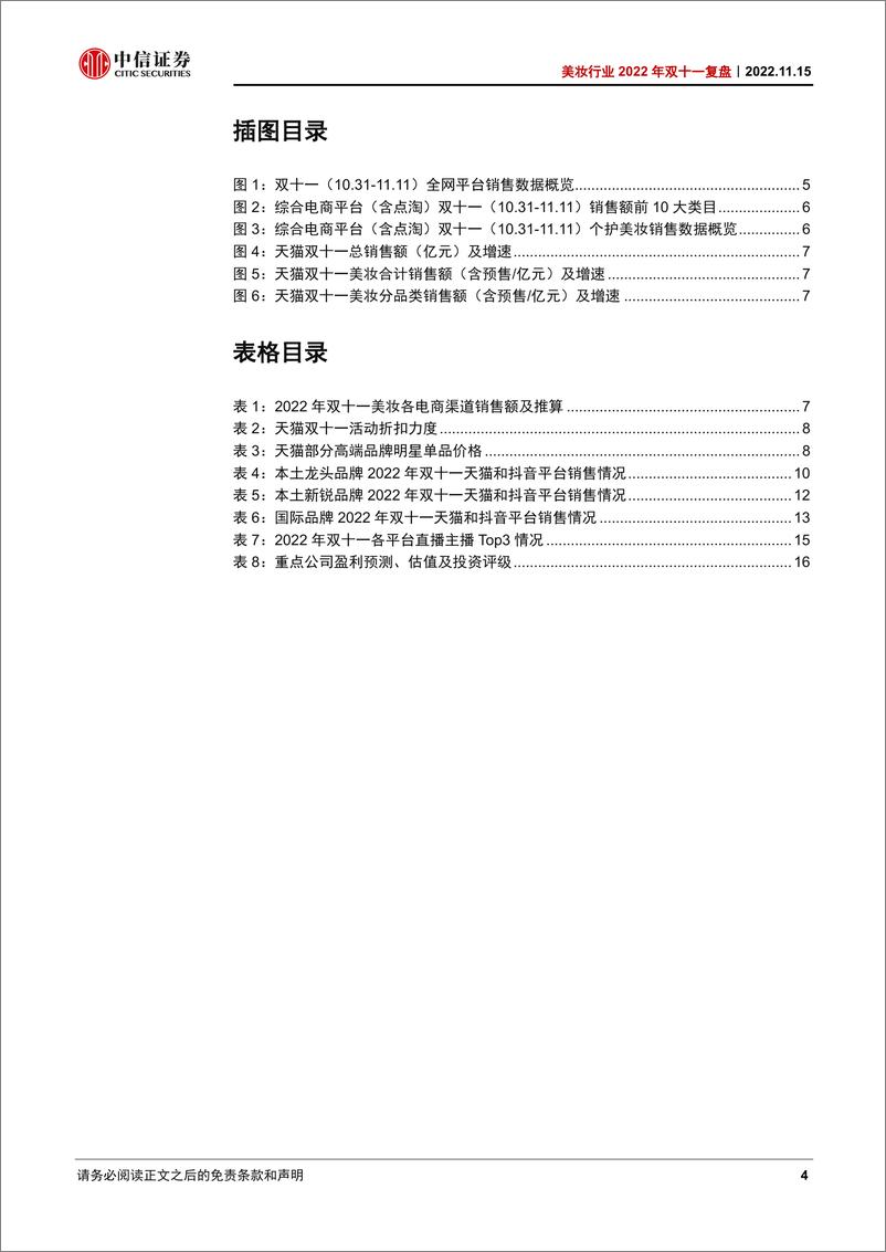 《美妆行业2022年双十一复盘：渠道、品牌分化，本土优质龙头逆势高增-20221115-中信证券-19页》 - 第5页预览图