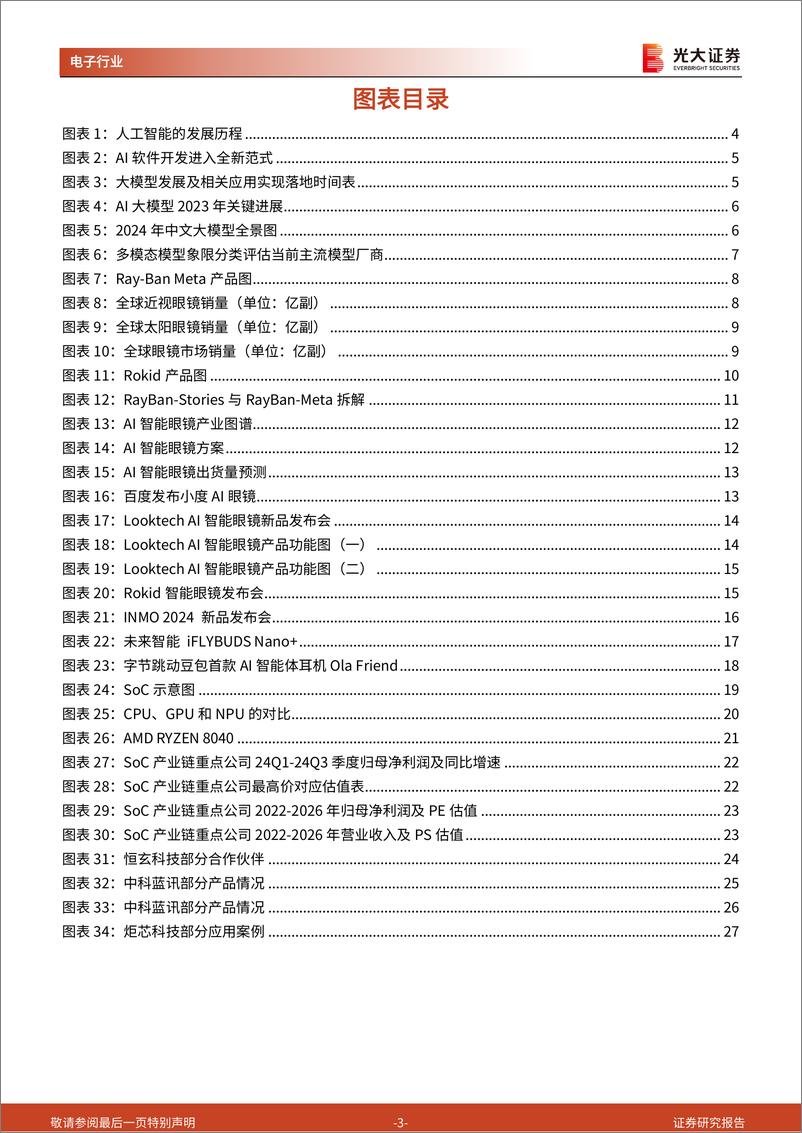 《电子行业AI行业跟踪报告第43期：AI眼镜耳机等智能硬件加速成长，建议关注恒玄蓝讯炬芯-241122-光大证券-29页》 - 第3页预览图