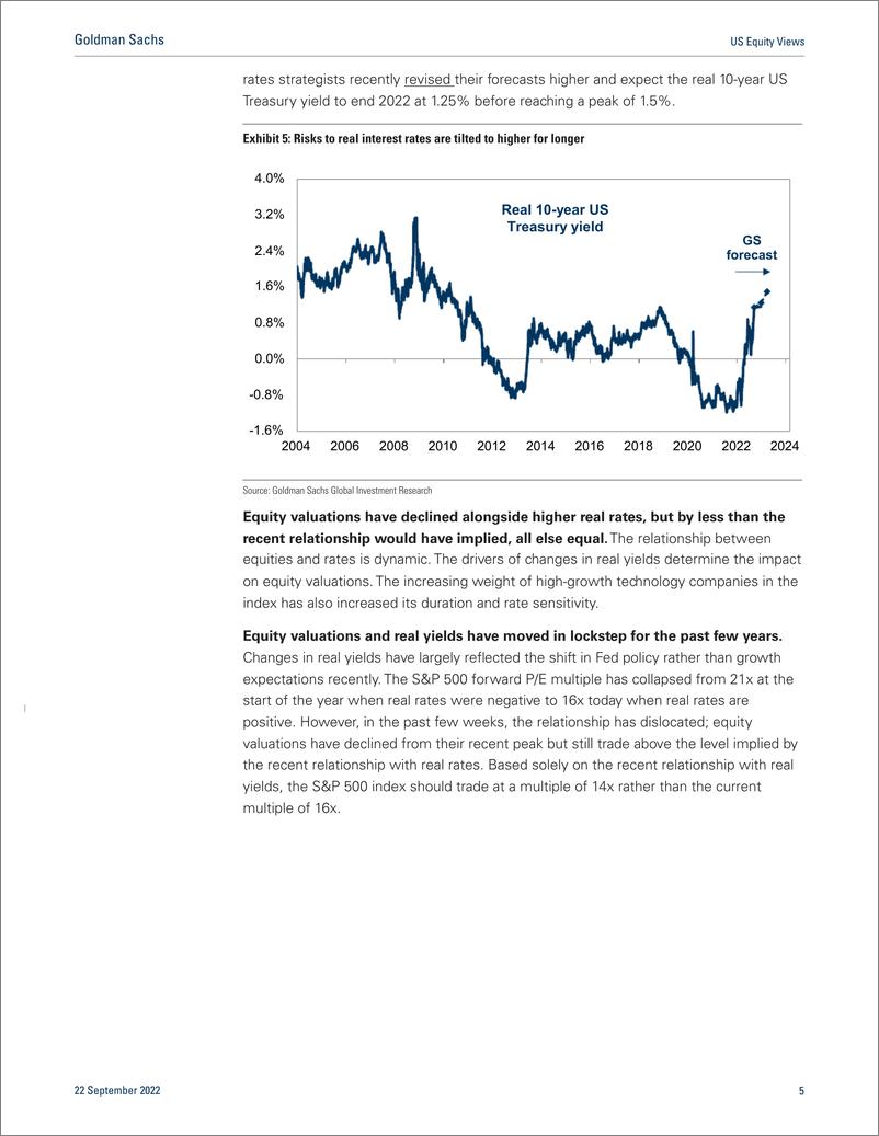 《US Equity View Higher rates, lower valuatio Reducing S&P 500 year-end 2022 target to 3600 and exploring scenarios for 2023(1)》 - 第6页预览图