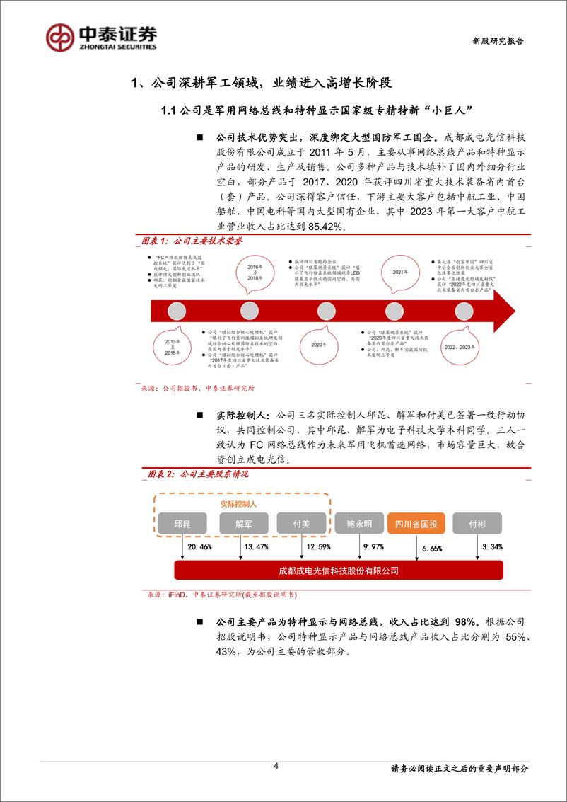 《成电光信(920008)军品稀缺标的，特种显示与网络总线两翼齐飞-240821-中泰证券-18页》 - 第4页预览图