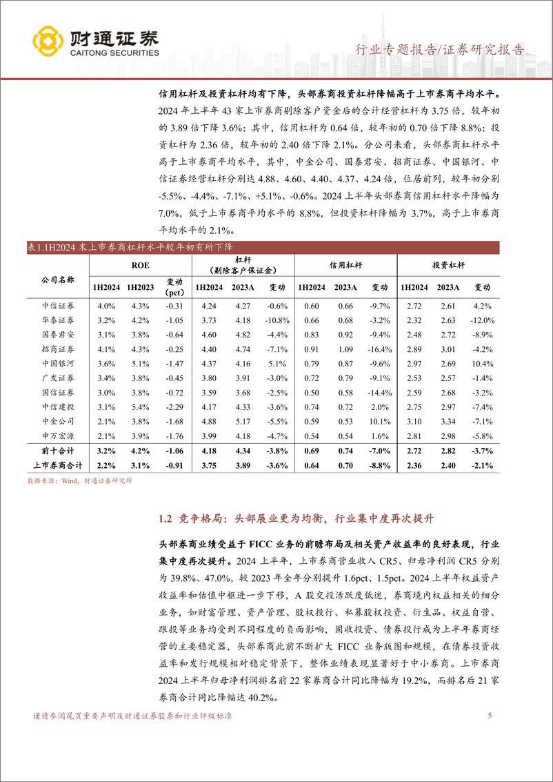 《证券行业2024年中报综述：权益业务全线承压，固收成业绩压舱石-240907-财通证券-21页》 - 第5页预览图