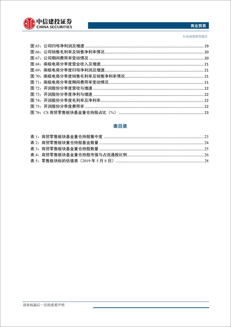 《商业贸易行业2018年报&201一季报综述：消费触底反弹，关注高成长与高弹性龙头投资机会-20190513-中信建投-34页》 - 第5页预览图