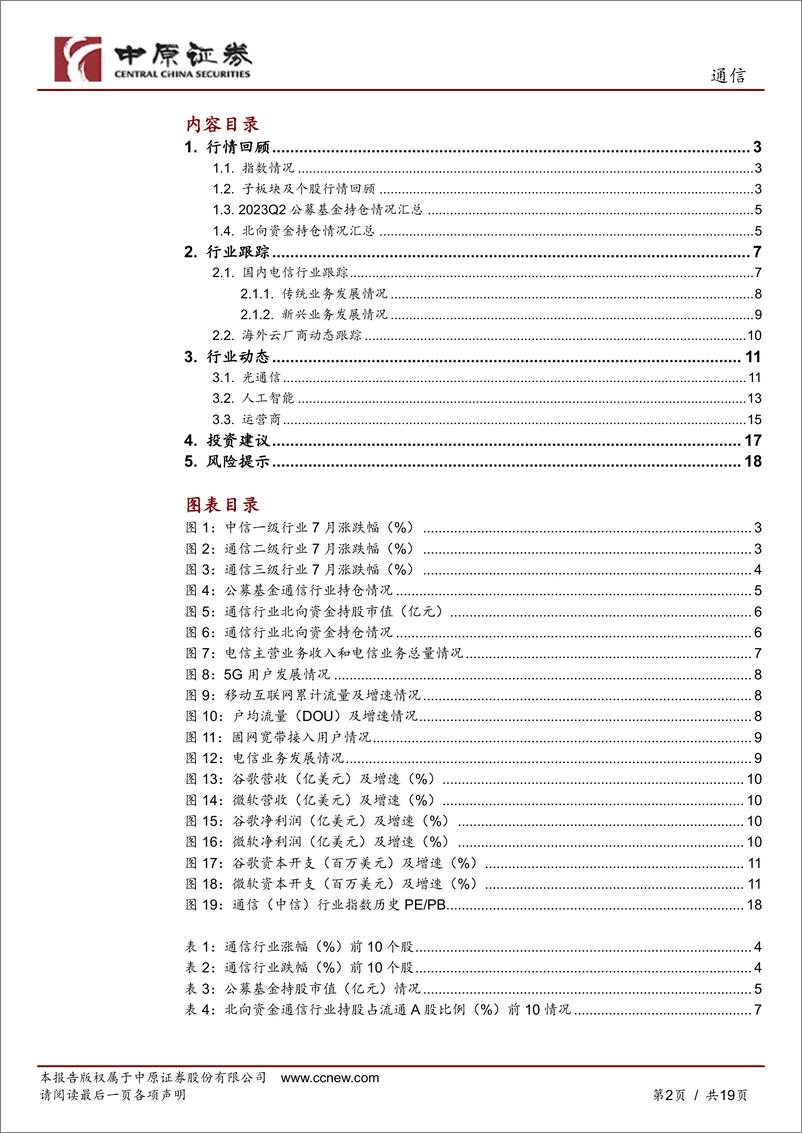 《通信行业月报：板块迎来调整，建议关注运营商-20230821-中原证券-19页》 - 第3页预览图