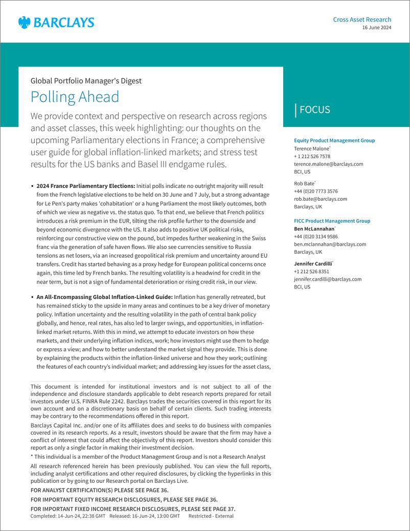 《Barclays_Global_Portfolio_Manager_s_Digest_Polling_Ahead》 - 第1页预览图