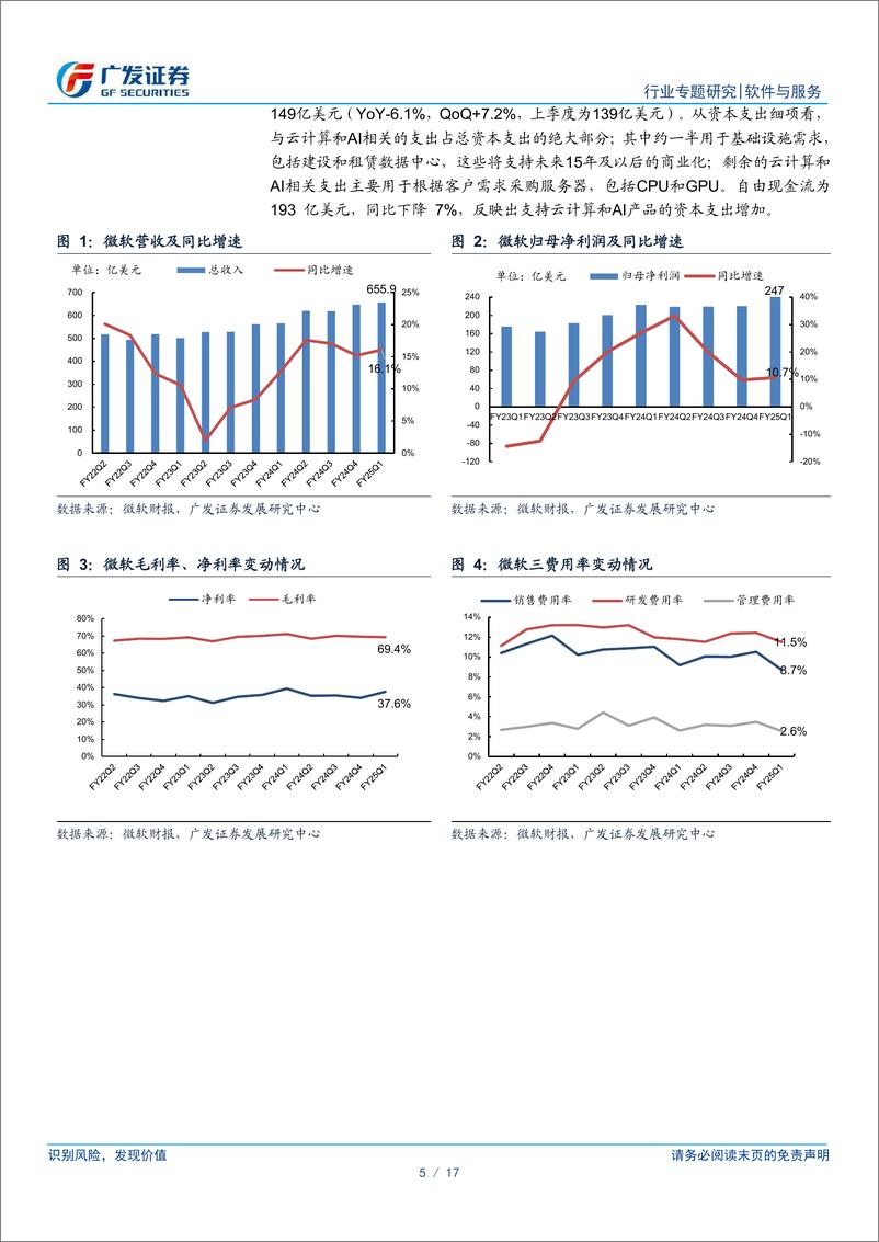 《软件与服务行业美股科技股观察24Q3业绩跟踪-微软：业绩略提速，AI推动Azure高增、M365客单价增长，指引保守-241106-广发证券-17页》 - 第5页预览图
