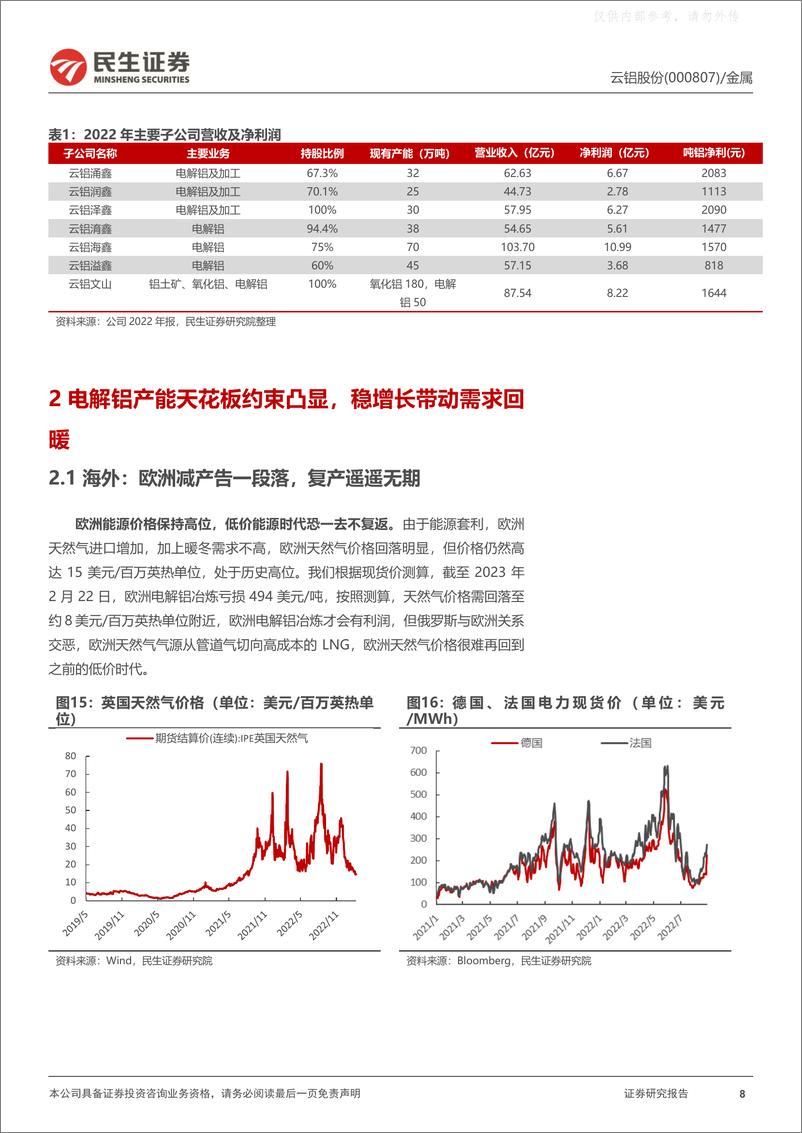 《民生证券-云铝股份(000807)深度报告：拨“云”见日，绿色铝凸显长期价值-230326》 - 第8页预览图