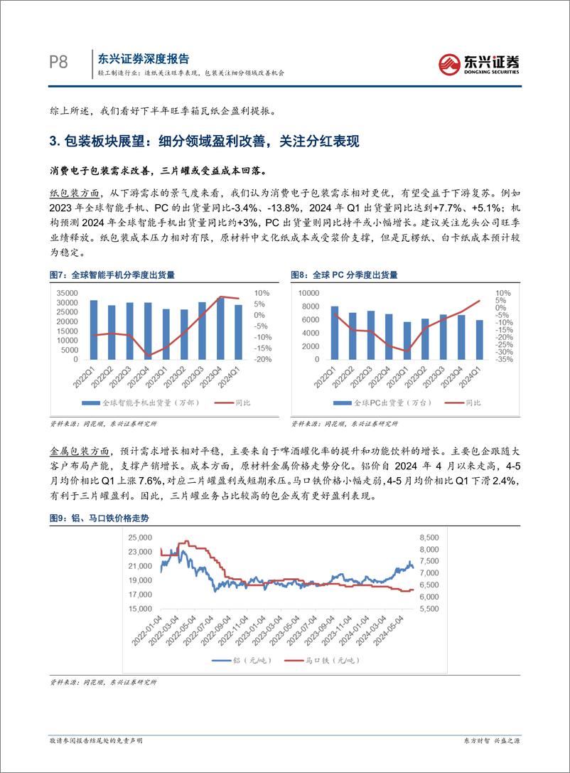 《轻工制造行业报告：造纸关注旺季表现，包装关注细分领域改善机会-240617-东兴证券-12页》 - 第8页预览图