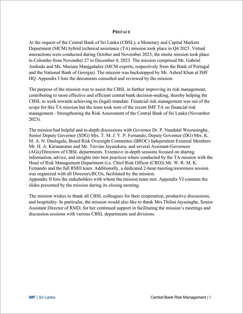 《IMF-斯里兰卡：中央银行风险管理技术援助报告（英）-2024.10-30页》 - 第5页预览图