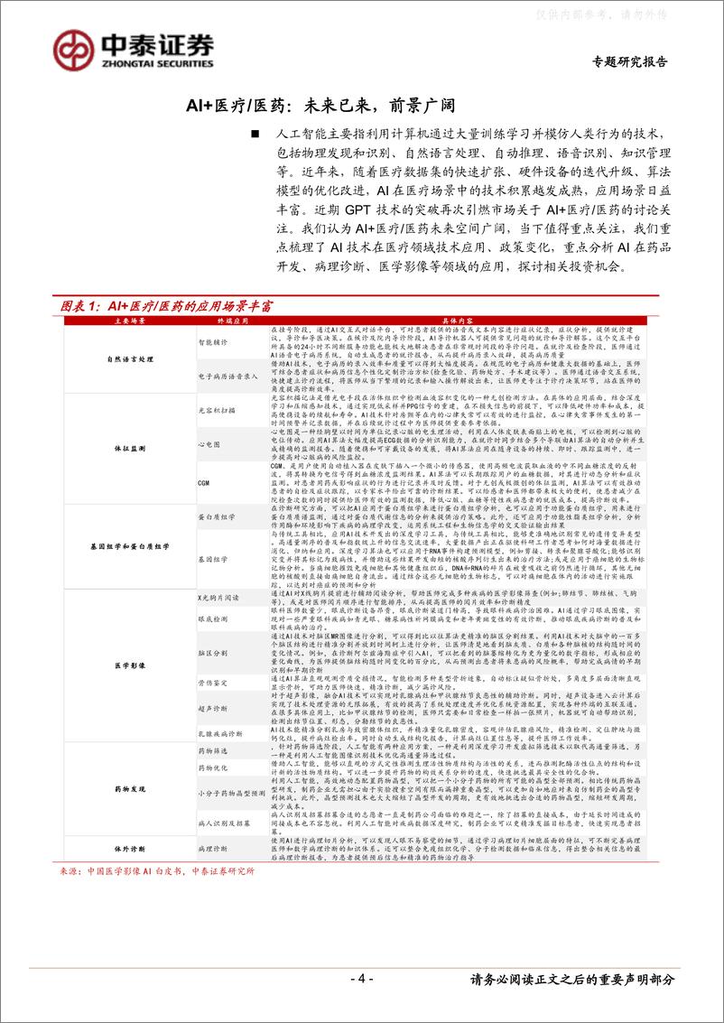 《中泰证券-医药生物行业：AI 医疗／医药，未来已来-230406》 - 第4页预览图