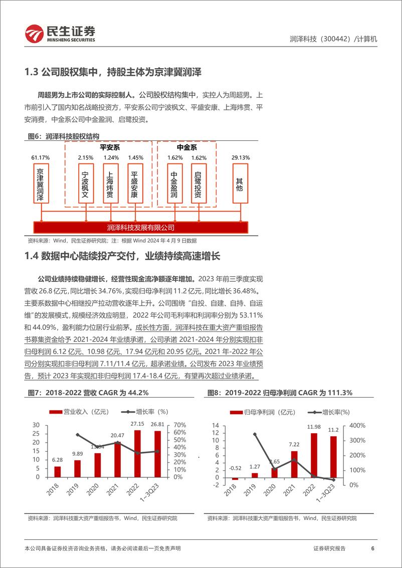 《润泽科技-300442.SZ-深度报告：园区级IDC领军企业，数据经济时代显著受益-20240412-民生证券-23页》 - 第6页预览图