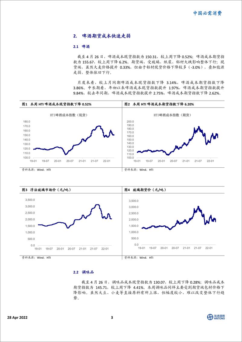 《中国必需消费行业：HTI消费品成本指数，风险偏好走弱，原料价格下跌-20220428-海通国际-16页》 - 第4页预览图