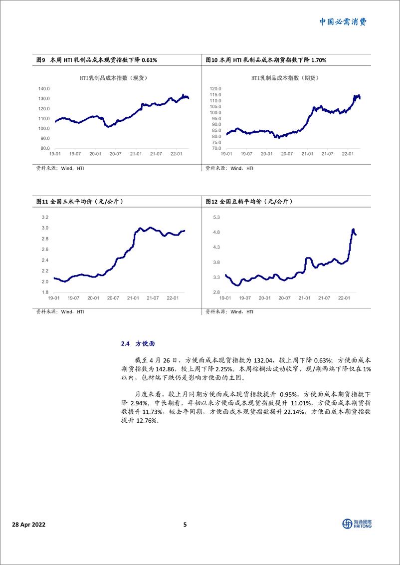 《中国必需消费行业：HTI消费品成本指数，风险偏好走弱，原料价格下跌-20220428-海通国际-16页》 - 第6页预览图