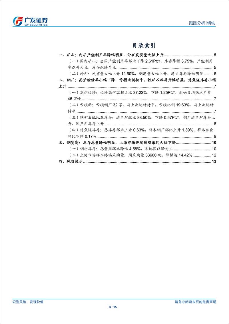 《钢铁行业矿山、钢厂、钢贸商动态跟踪：高炉检修率小幅下降，钢厂亏损比例持平-20190427-广发证券-15页》 - 第4页预览图