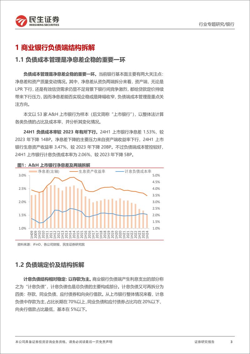 《银行业研究手册·负债端(2024版)：存款降成本效果几何？如何助力稳息差？-240927-民生证券-31页》 - 第3页预览图