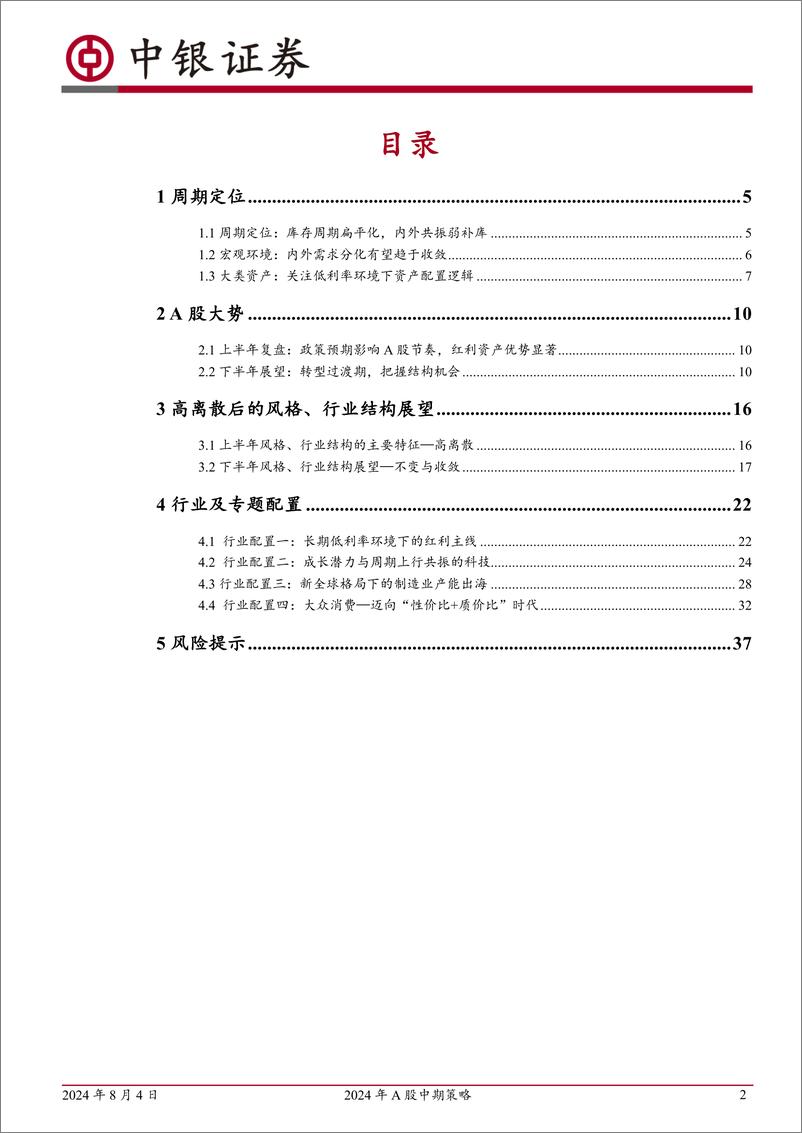 《2024年A股中期策略：转型期的红利重估与行业方向-240804-中银证券-39页》 - 第2页预览图