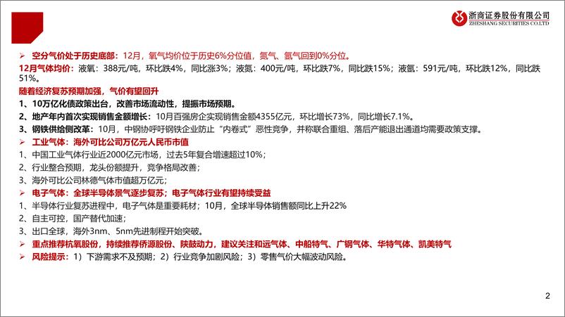 《工业气体行业跟踪(12月)：12月氧氮氩均价分别位于历史6%25／0%25／0%25分位值-241229-浙商证券-24页》 - 第2页预览图