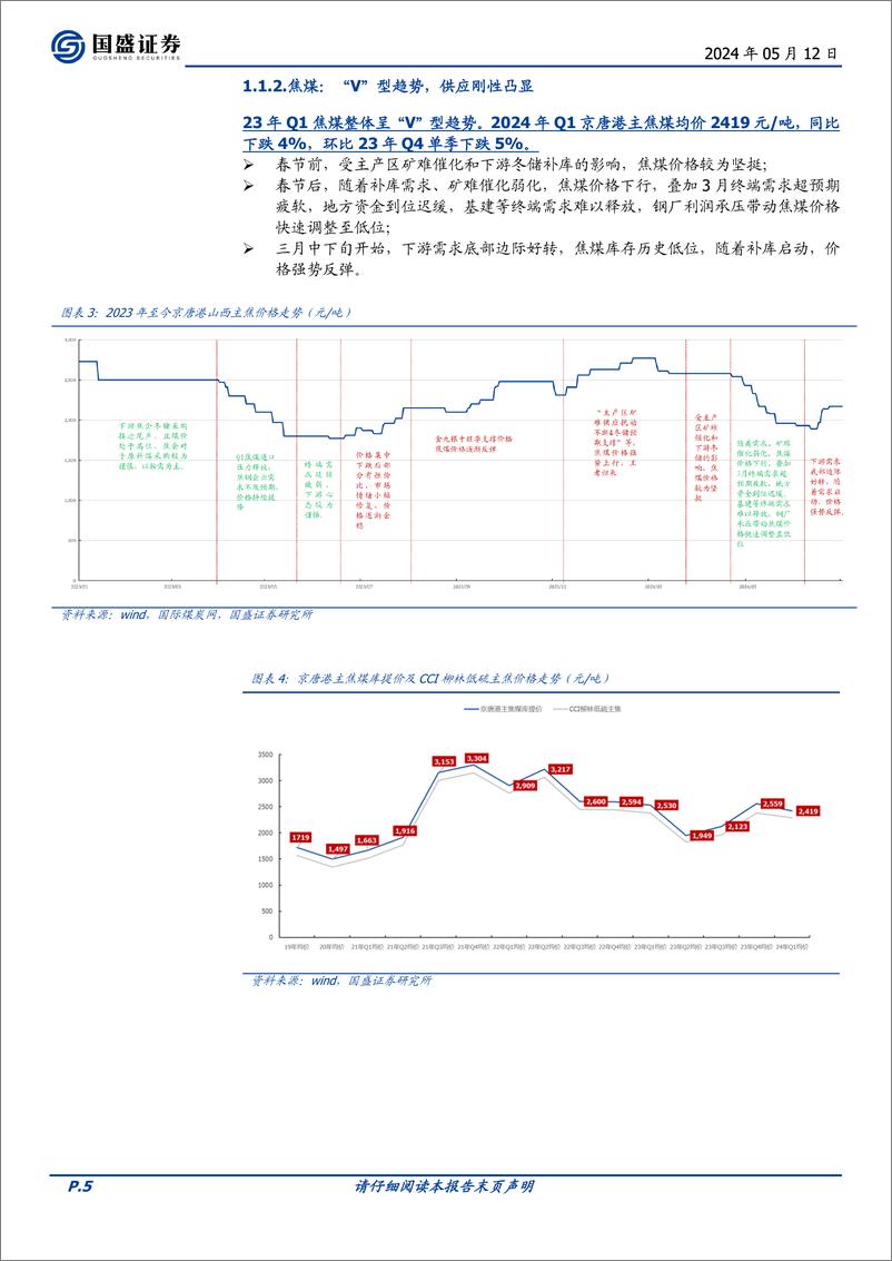 《煤炭开采行业23年报及24Q1总结：一次绕不开的压力测试-240512-国盛证券-22页》 - 第5页预览图