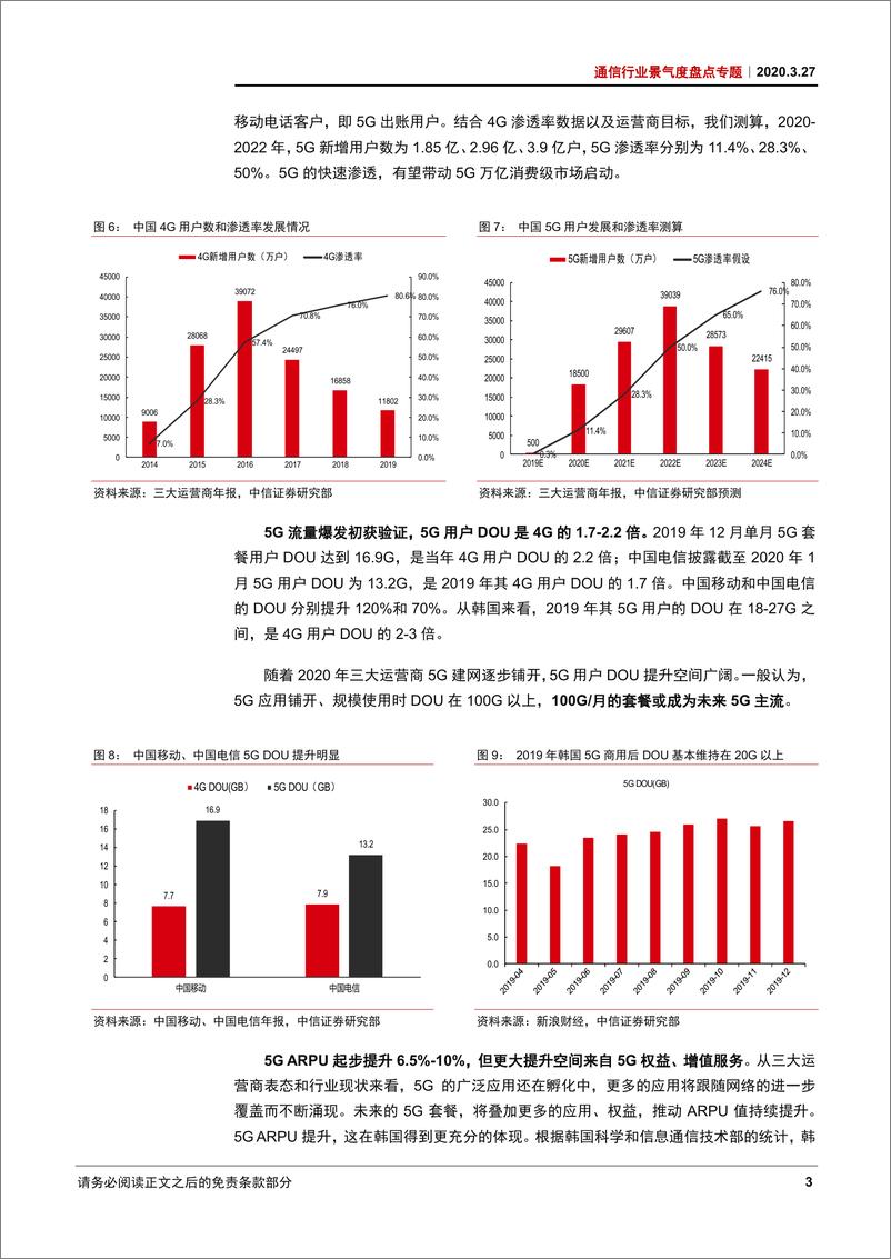 《通信行业景气度盘点专题：新基建系列报告二，1800亿5G投资与2亿5G用户目标，数据透视运营商年报-20200327-中信证券-11页》 - 第6页预览图