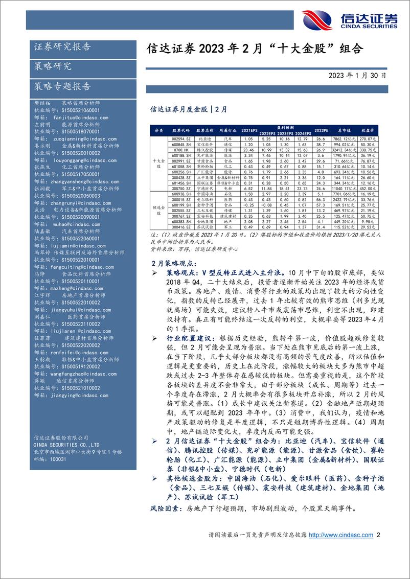 《2023年2月“十大金股”组合-20230130-信达证券-20页》 - 第3页预览图