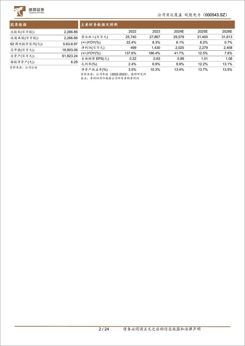 《皖能电力(000543)安徽煤电龙头，业绩增长可期-240513-德邦证券-24页》 - 第2页预览图