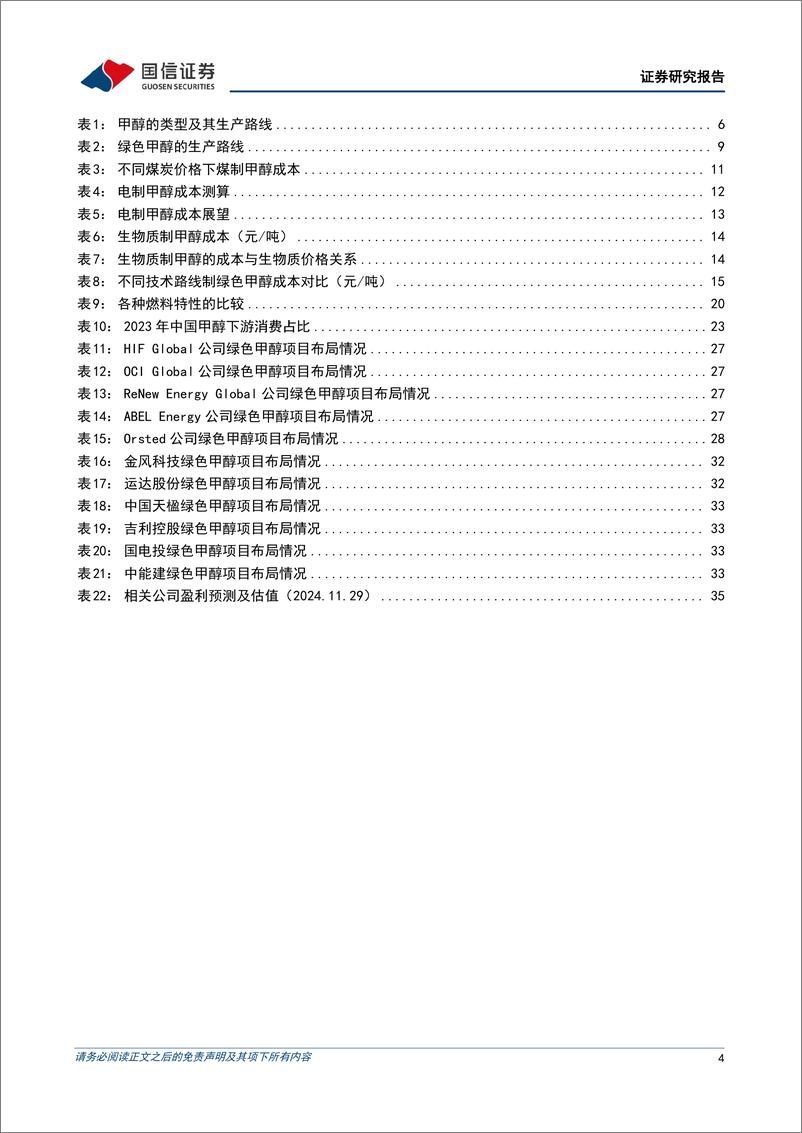 《电力设备行业绿色甲醇发展前景分析：交通领域主流替代燃料，融合绿氢发展前景广阔-241202-国信证券-37页》 - 第4页预览图