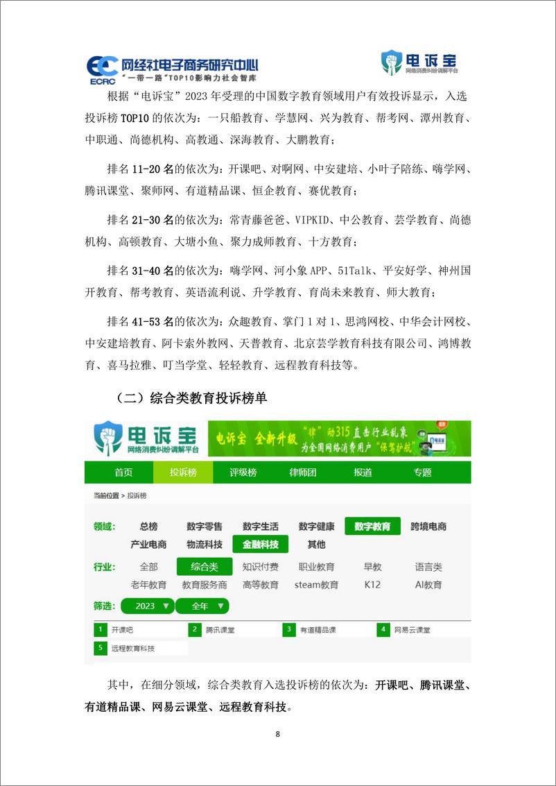 《2023年度中国数字教育消费投诉数据与典型案例报告》 - 第8页预览图